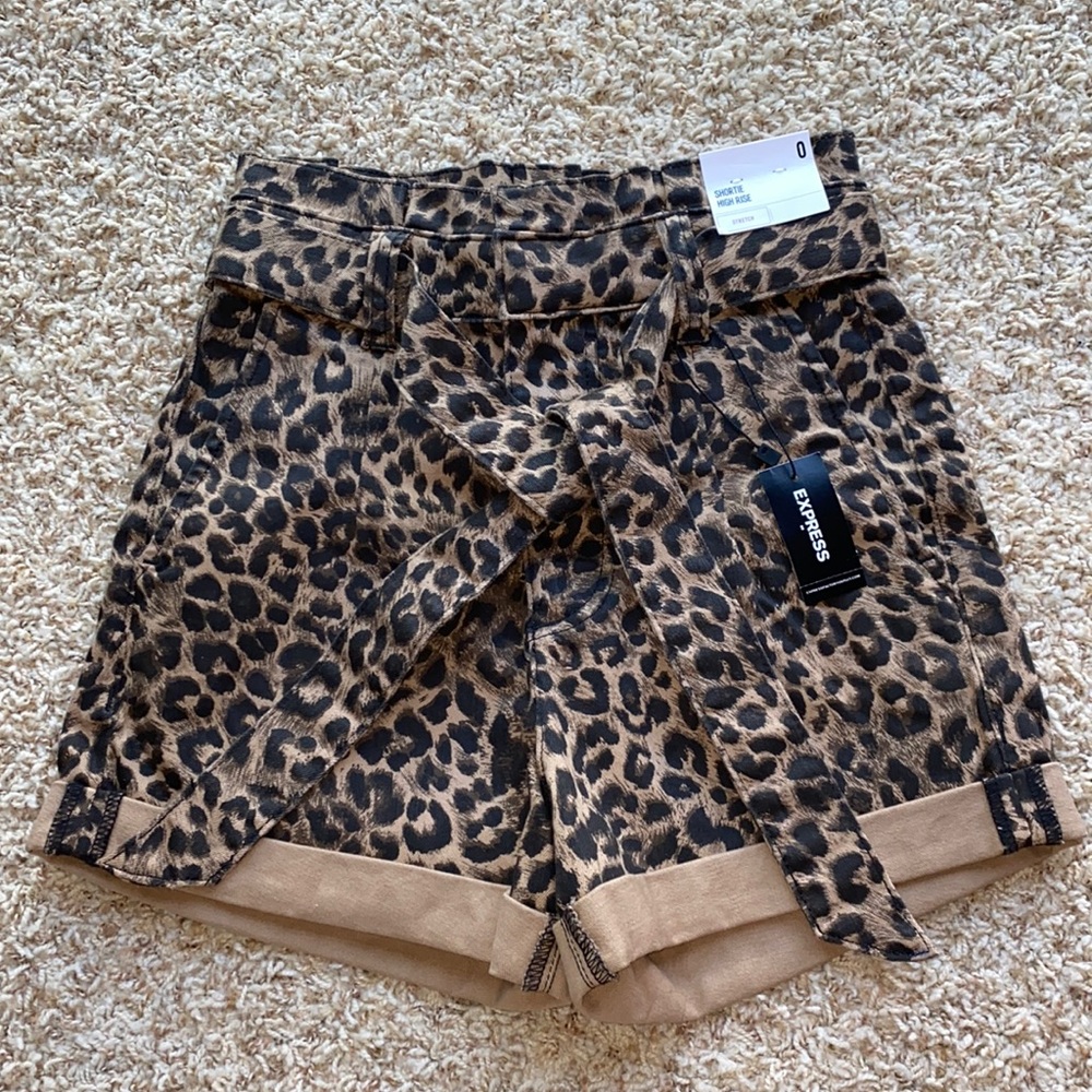 Express High Waisted Cheetah Print Shorts